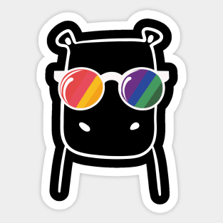 Hippo Hippopotamus Pride Sunglasses Gay Pride LGBTQ+ Funny Sticker